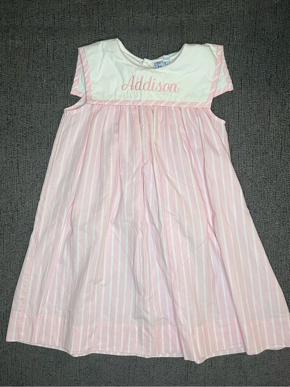 Boutique Pink & White Striped Smocked Yoke Dress - Name "Addison" - Size 2T